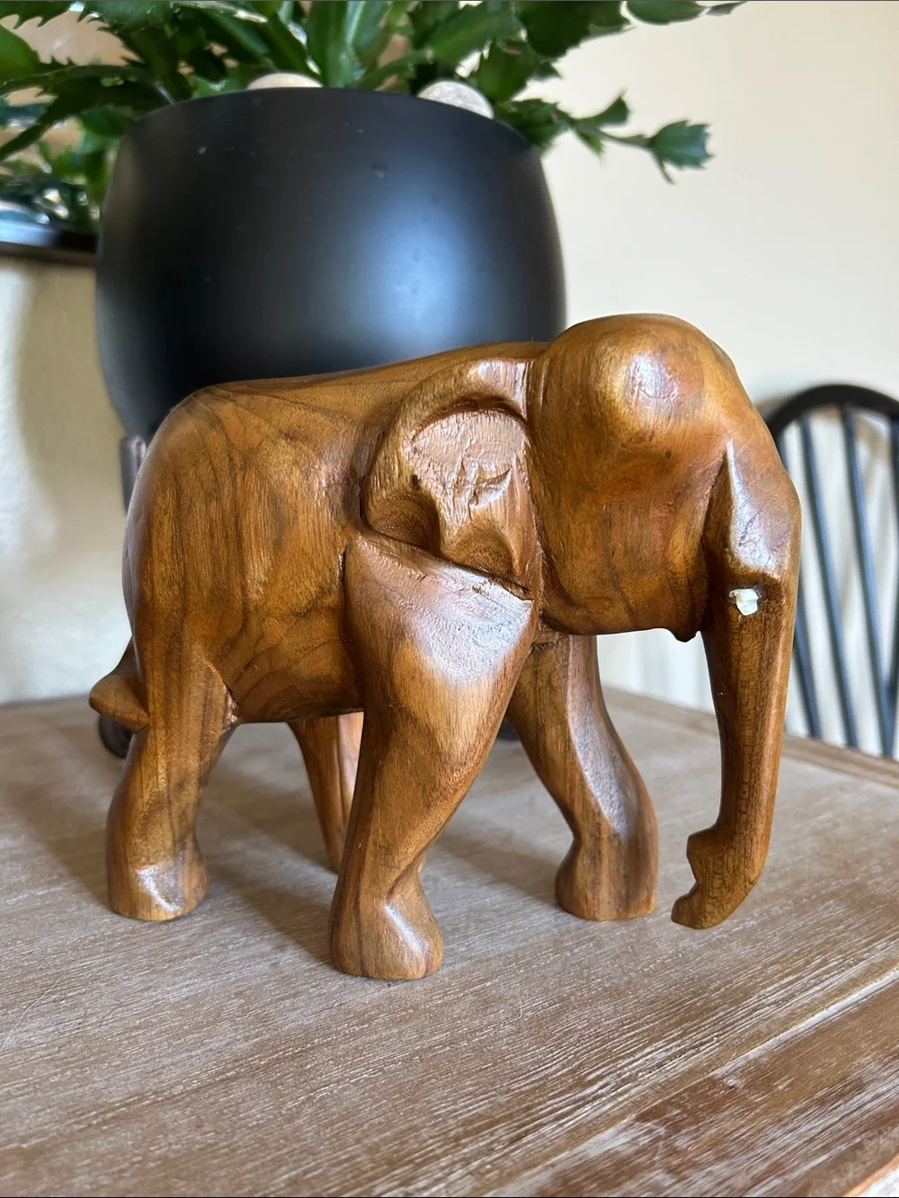 Solid Wood Hand Carved Elephants.